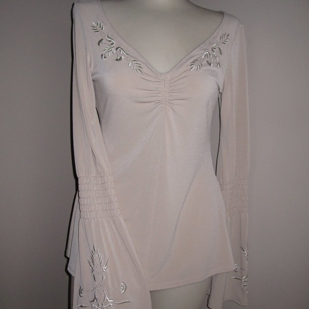 Arden B Tunic Long Sleeve Nude Top M